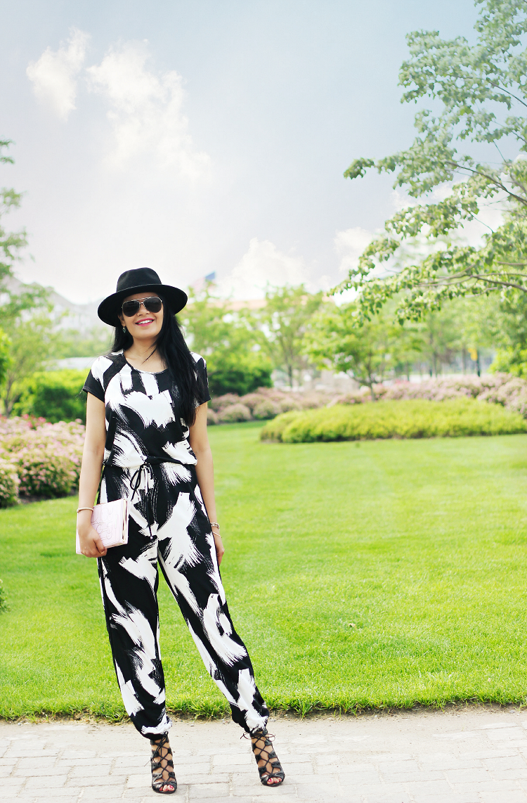 Jumpsuit With Sleeves, Macy's Jumpsuit, Brushstroke print Jumpsuit, Kate Sade 'Age of Innoncence' Clutch Emanuelle