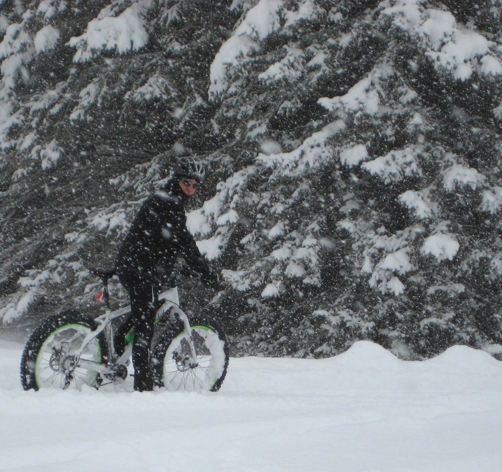 biking in the snow