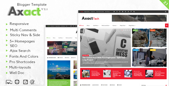 Axact V2.1 - Responsive Magazine Blogger Template Free Download Axact V2.1 - Responsive Magazine Blogspot theme blogger