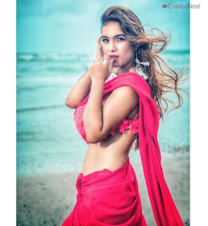 Neha Malik in Red Saree Amazing Beauty Stunning Red   .xyz Exclusive 005