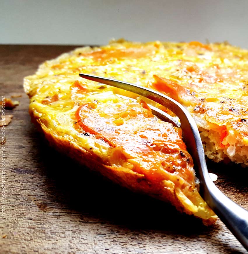 Tortilla vegetariana de arroz! Deliciosa, fácil, económica y.... la