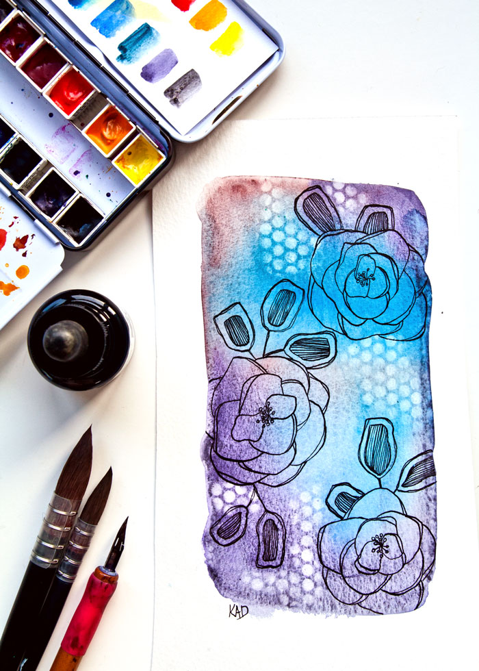 Watercolor and ink flower drawing and how to add more texture. Video by Kim Dellow Watercolor and ink flower drawing and how to add more texture. Video by Kim Dellow