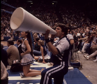 cheerleader with megaphone