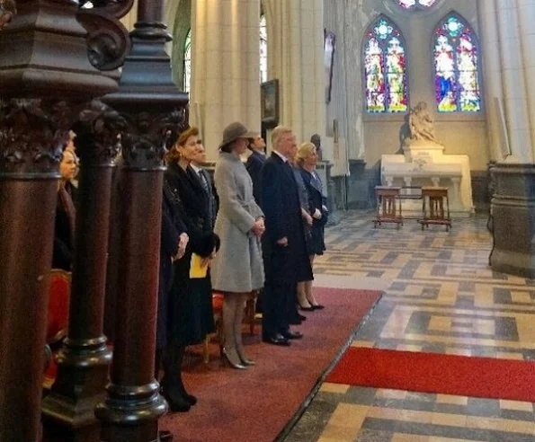 Queen Mathilde of Belgium, King Filip of Belgium, Princess Maria Esmeralda of Belgium and Princess Lea attends a special mass to commemorate the deceased members of the Belgian Royal Family
