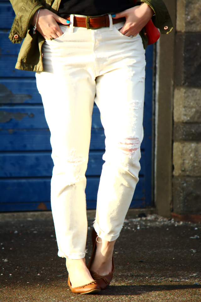Cream Jeans with a Utility Jacket ( & Passion4Fashion Linkup