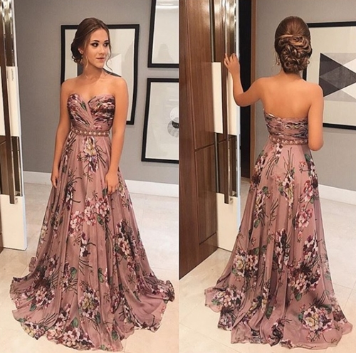 vestido longo para festa florido