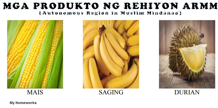 My Homeworks: Mga Produkto Sa Bawat Rehiyon ng Pilipinas- REHIYON ARMM