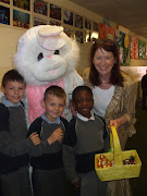 Here is a picture of the Easter Bunny, Mrs Dullea and three very excited . easter bunny