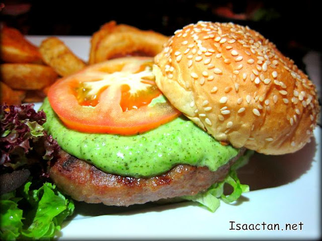 A closeup of the delicious Lamb Burger served by Kyoto Lab