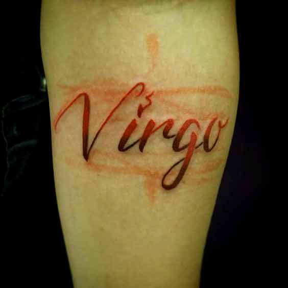 Virgo star sign tattoo design on leg