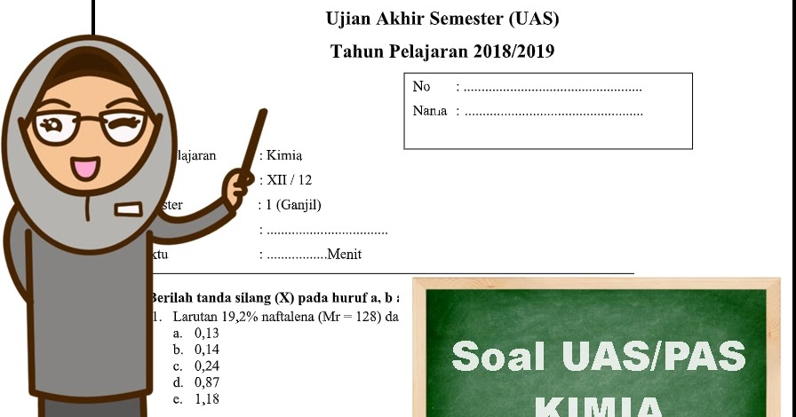 Soal UAS Kimia Kelas 12 Semester 1