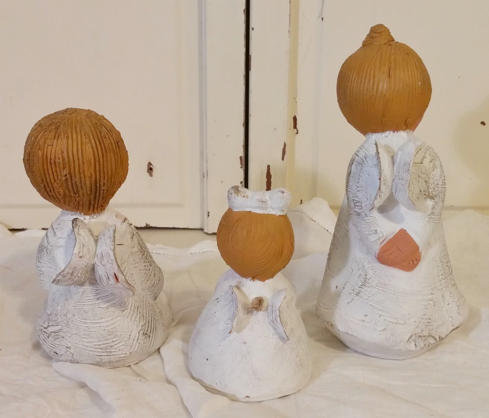 pottery angel trio