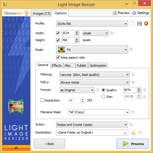 Light Image Resizer програма за намаляване размера на снимка
