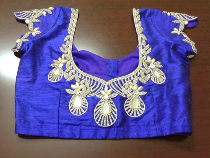 Sparkling Fashion: Heavy work designer saree blouses
