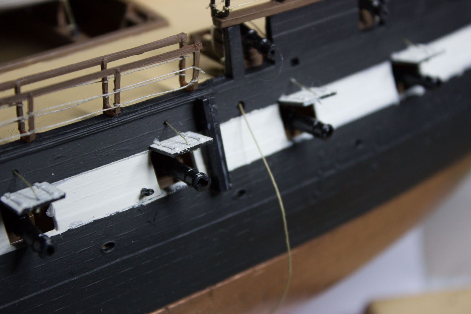 Sailing Ship Models USS Constitution Fixing Deadeyes and Channels on