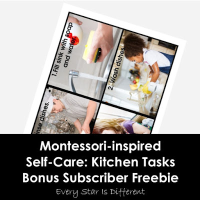 Montessori-inspired Self-Care: Kitchen Tasks Bonus Subscriber Freebie