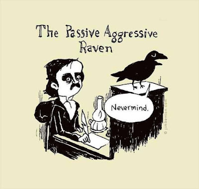 Meme de humor sobre El cuervo, de Poe