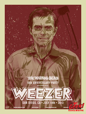 San Diego Comic-Con 2013 Exclusive The Walking Dead 10th Anniversary Party “Weezer Becomes The Walking Dead” Screen Print Series by Brian Ewing - Rivers Cuomo as a Walker