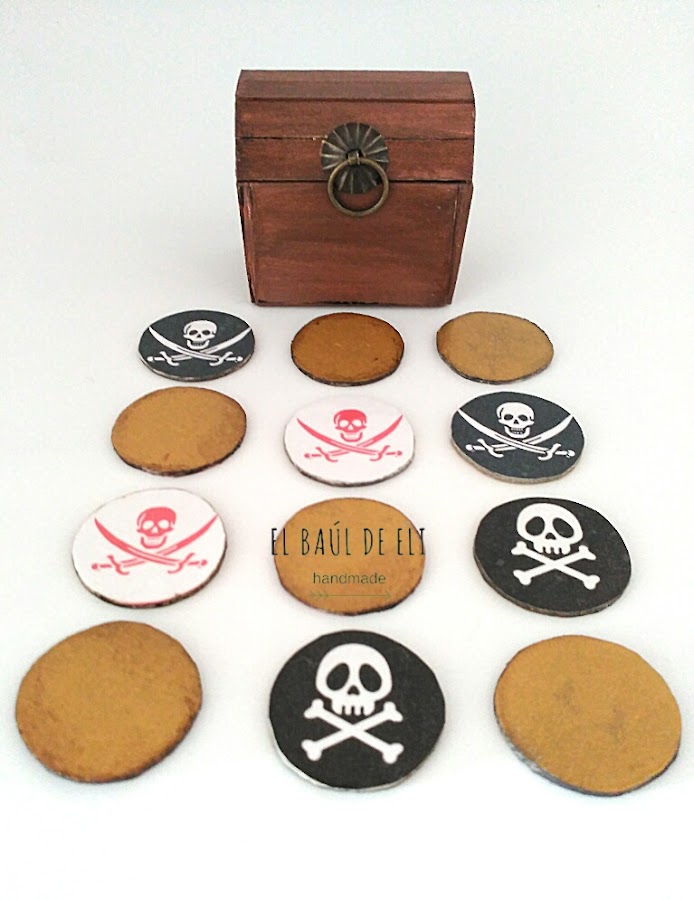 juego memoria, memory game, pirata, tesoro pirata, monedas de oro, diy