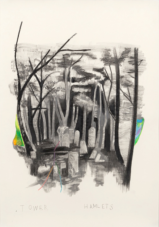 Marc Bauer Tower Hamlets, 2017 Pencil, color pen and black lithographic pen on paper 74 x 53.5 cm Marc Bauer Tower Hamlets, 2017 Pencil, color pen and black lithographic pen on paper 74 x 53.5 cm