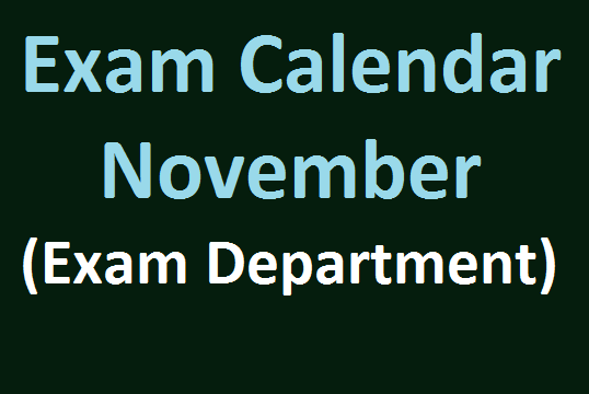 Exam Calendar - November (Exam Department)