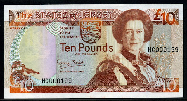 Foreign currency Jersey 10 Pounds banknote