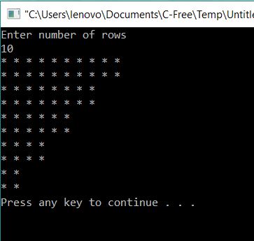 All C Programs: Program 387: Left Reverse Symbol Steps Pattern