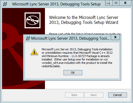 Visual C 12 Runtime Version Error During Installing Lync Server 13 Debugging Tools