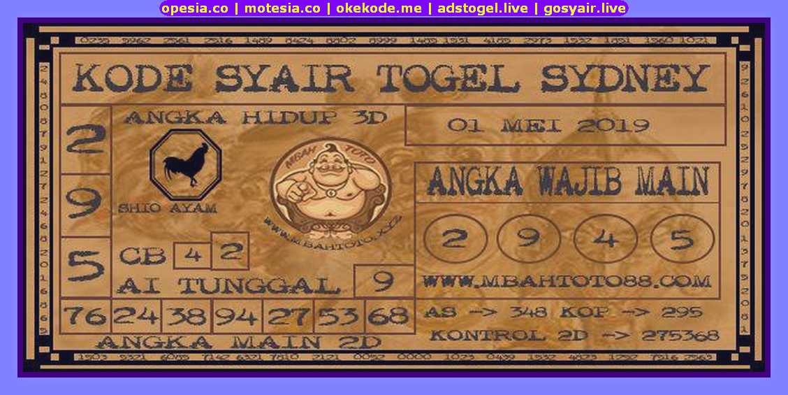 Kode Syair Sdy Hari Ini Rabu 1 Mei 2019 Okekode