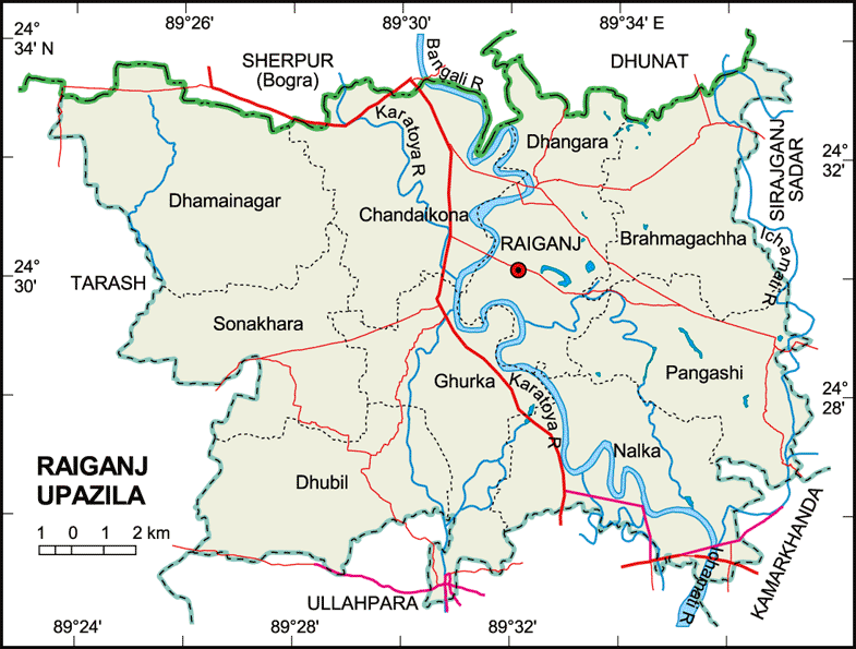 Raiganj Upazila Map Sirajganj District Bangladesh