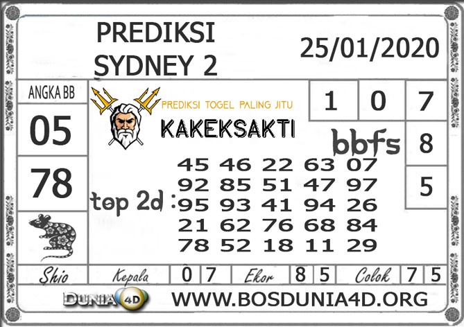 Prediksi Togel SYDNEY2 DUNIA4D 25 JANUARI 2020 Prediksi Togel SYDNEY2 DUNIA4D 25 JANUARI 2020