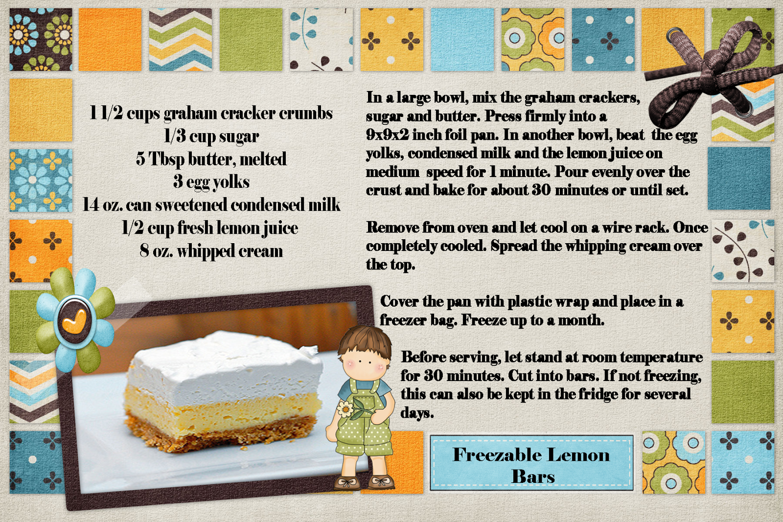 All Things Homemade Freezable Lemon Bars