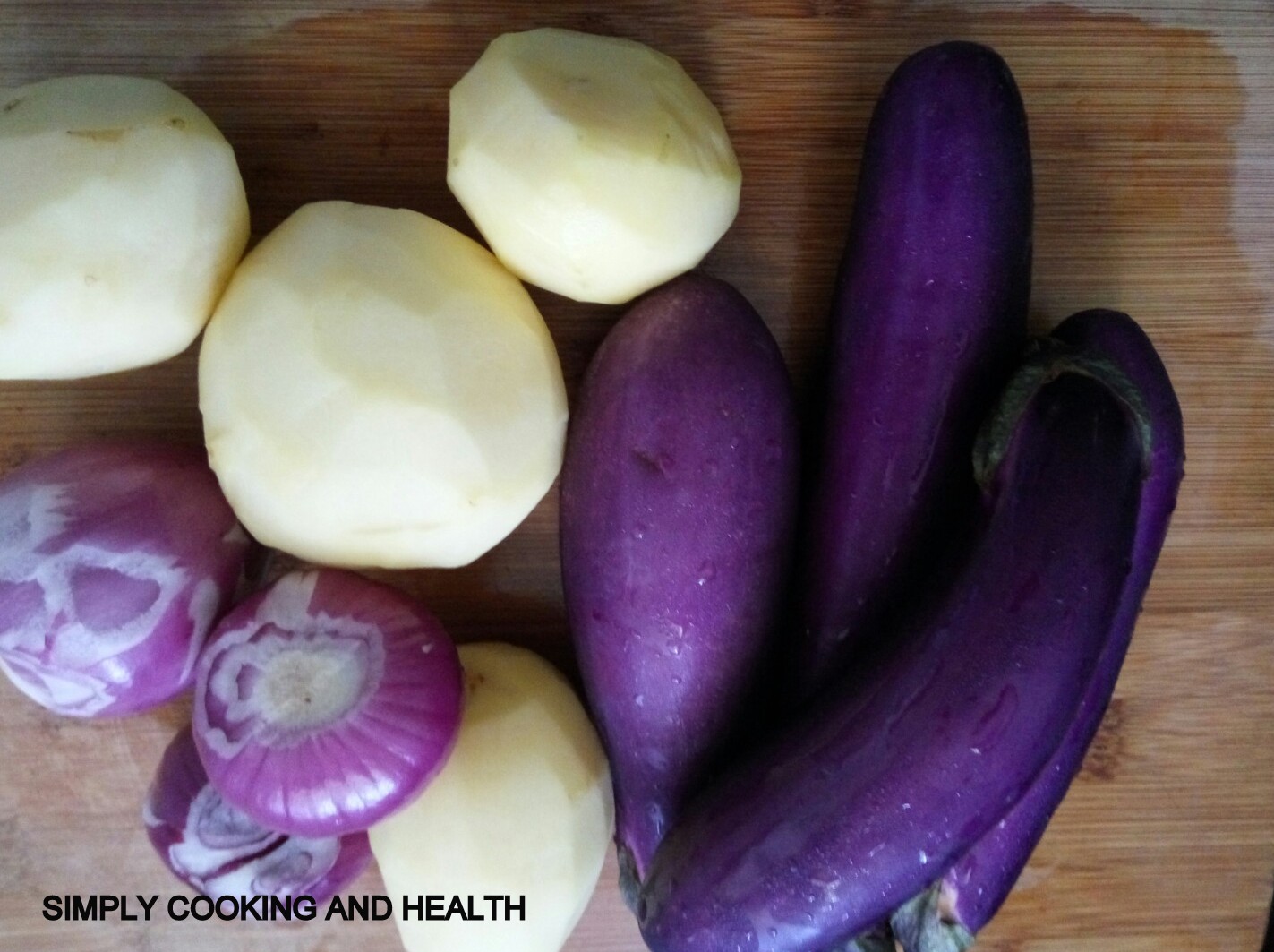 Simply Cooking and Health Fried rice with air fried potato and eggplant