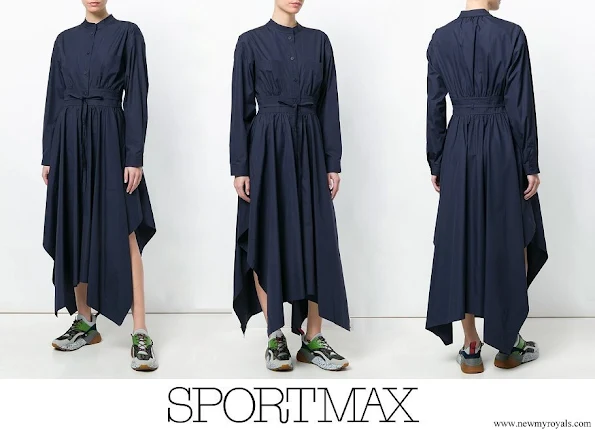 Princess Salma wore SPORTMAX asymmetric poplin maxi dress