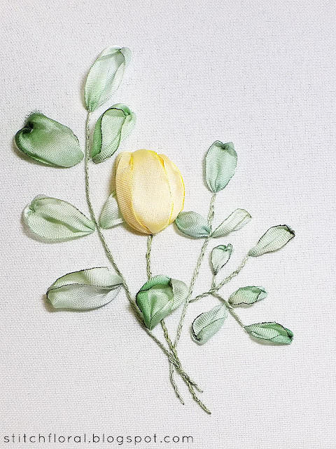 Ribbon embroidery tulip tutorial