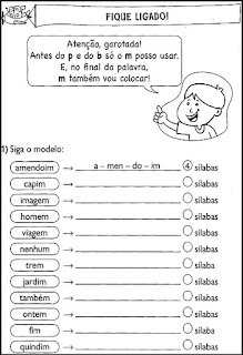 ortografia Atividade de M antes de P e B