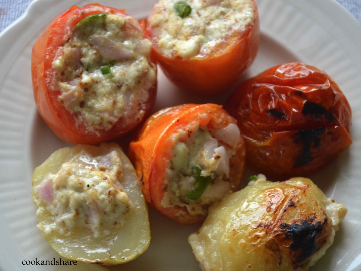 In love with Food Cheese /Paneer stuffed grilled tomatoes