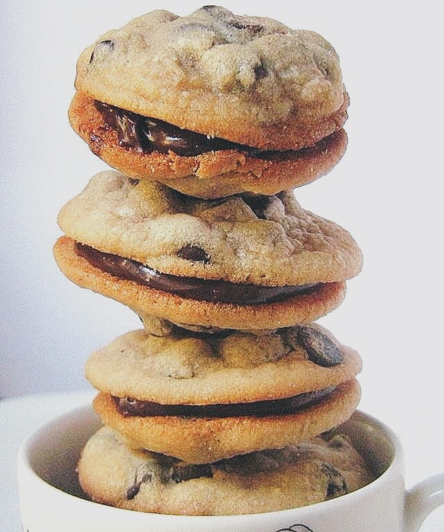 Ganache-Filled Peanut Butter + Chocolate Chip Cookies