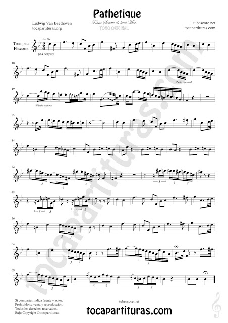 Pathetique Trompeta y Fliscorno Partitura Sheet Music for Trumpet and Flugelhorn Music Scores