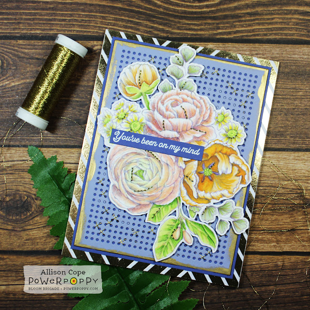 You've Been on My Mind card by Allison Cope featuring the Power Poppy stamp sets, "Abundant Petals" & "Cheerful Columbine"