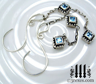 Studded BLUE TOPAZ Jeweled Wedding Earrings