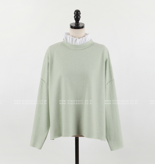 [Miamasvin] Frilled Neck Pullover with Drop Shoulders | KSTYLICK ...