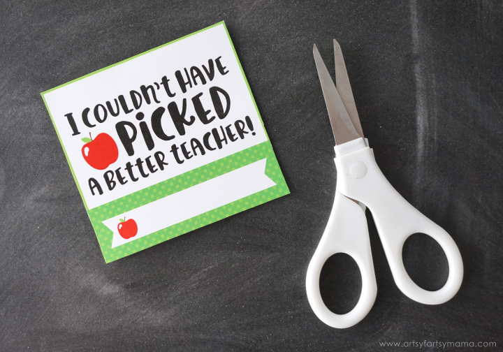 Apple Candy Jar Teacher Gift Idea with Free Printable Gift Tag