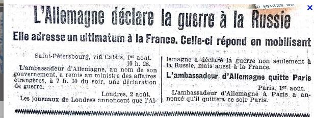 Pourquoi La Russie Declare La Guerre Vaillantitude: 1914 L'ALLEMAGNE DECLARE LA GUERRE A LA RUSSIE