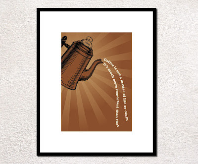 vintage coffee pot pouring poster text framed