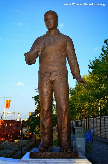 Toshe Proeski - Monument at Art Bridge - Skopje, Macedonia