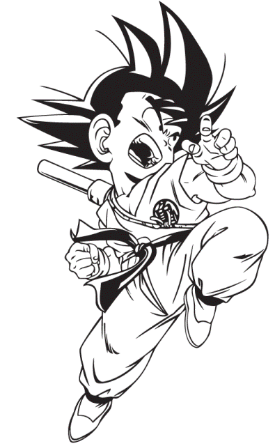 Mewarnai gambar son goku tokoh utama dalam anime jepang (Dragon Ball)