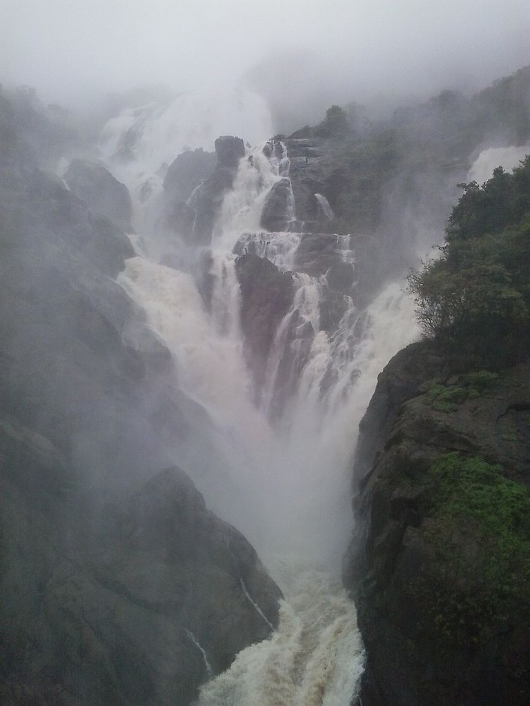 Dudhsagar Falls in full flow during the monsoons
