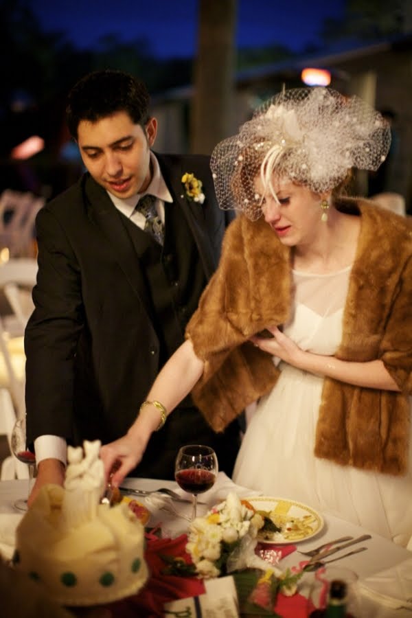 And don 39t you love that cake topper And her vintage fur wrap