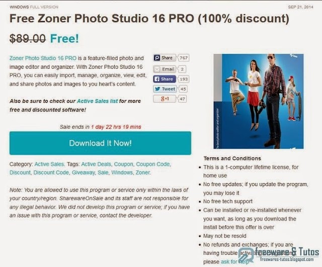 Offre promotionnelle : Zoner Photo Studio 16 Pro gratuit ! (nouveau lien)